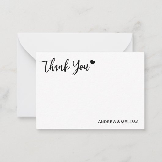 エレガントモダンな結婚式ありがとう新婚カップル ノートカード (正面)