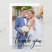 エレガントモダンな結婚式ありがとう新郎新婦の写真 サンキューカード (正面/裏面)
