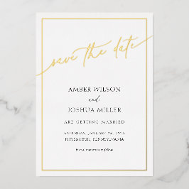 エレガントモダンな結婚式の日付フォイルを保存 箔招待状