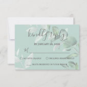 エレガントモダンの青草結婚の種 出欠カード (正面)