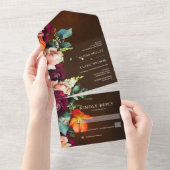 エレガントモダンはっきりしたフローラ結婚s オールインワン招待状 (貼ってはがせる)