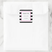 エレガントモダンはっきりした白黒ホットピンクストライプ スクエアシール (バッグ)