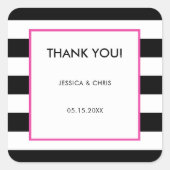 エレガントモダンはっきりした白黒ホットピンクストライプ スクエアシール (正面)