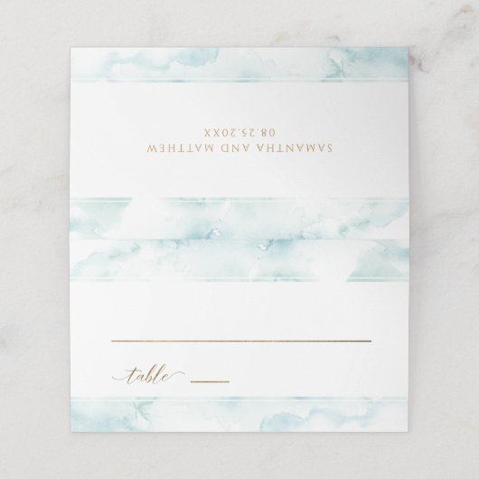 エレガントモダンほこりっぽい青い水色エスコート プレイスカード (外部開封)
