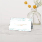 エレガントモダンほこりっぽい青い水色エスコート プレイスカード (裏面)