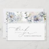 エレガントモダンほこりっぽい青結婚花 サンキューカード (正面)