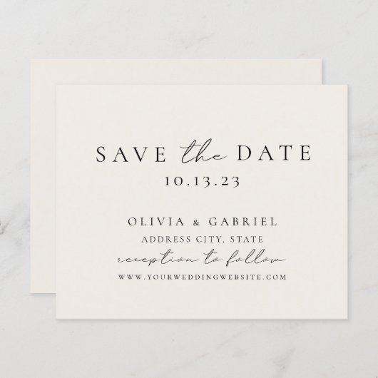 エレガントモダンアイボリータイポグラフィ結婚スクリプト (正面/裏面)