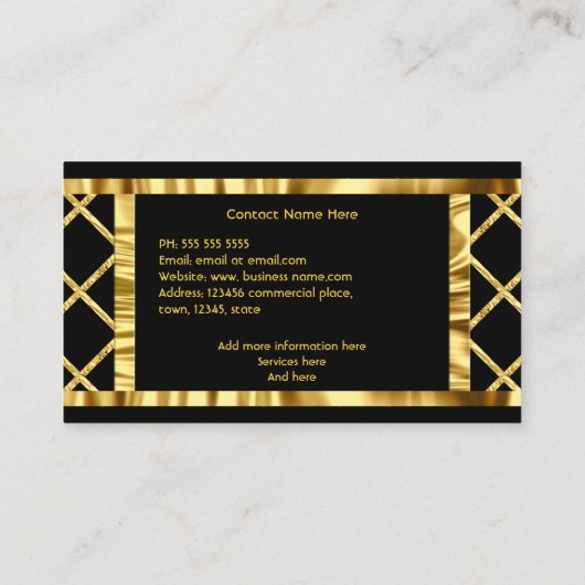 エレガントモダンアールデコ破砕金ゴールドブラック 名刺 (裏面)