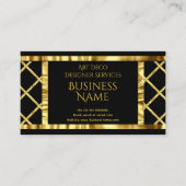 エレガントモダンアールデコ破砕金ゴールドブラック 名刺 (正面)