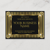 エレガントモダンアールデコ金ゴールドブストライプラック 名刺 (正面)