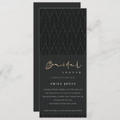 エレガントモダンアールデコ黒ブライダルシャワー 招待状 (正面/裏面)