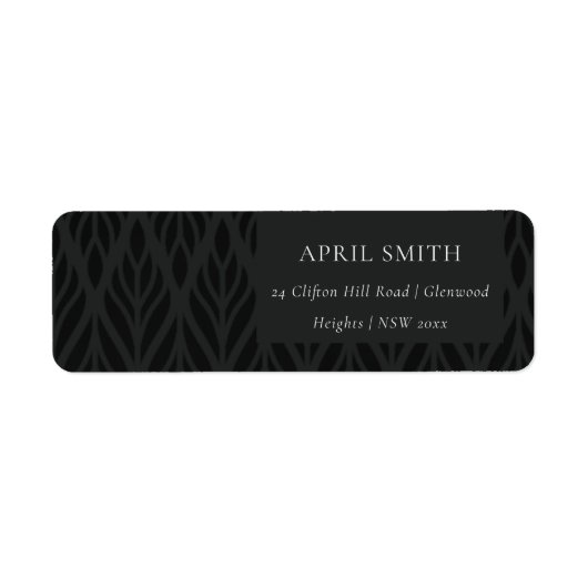 エレガントモダンアールデコ黒華美フローラ結婚ス ラベル (正面)