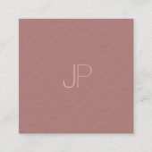 エレガントモダンイニシャルレターモノグラムプレーンリュックス スクエア名刺 (正面)