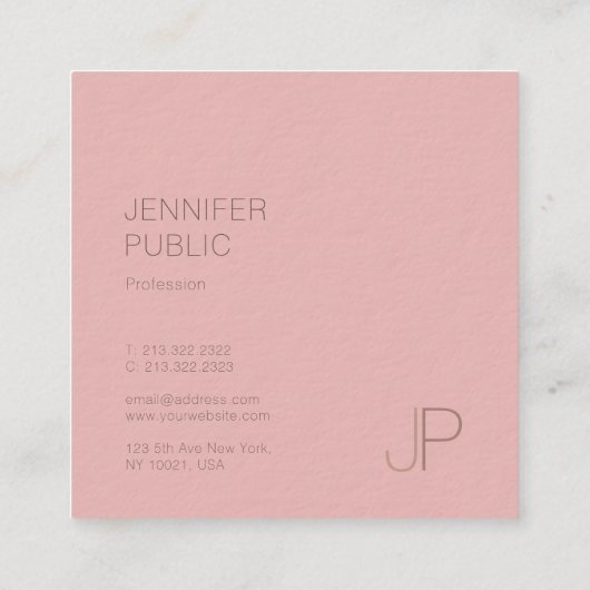 エレガントモダンイニシャルレターモノグラムプレーンリュックス スクエア名刺 (裏面)