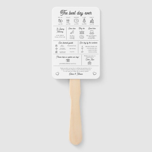 エレガントモダンインフォグラフィック結婚式 プログラム ハンドファン (裏面)