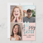エレガントモダンイースター、家族3枚の写真コラージュ カード (正面)