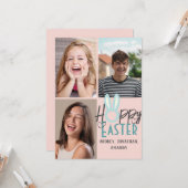 エレガントモダンイースター、家族3枚の写真コラージュ カード (正面/裏面インサイチュ)