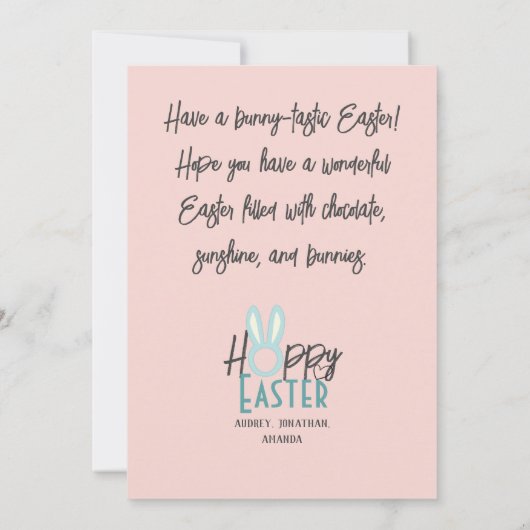 エレガントモダンイースター、家族3枚の写真コラージュ カード (裏面)