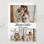 エレガントモダンイースター、家族3枚の写真コラージュ シーズンカード (正面/裏面)