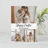 エレガントモダンイースター、家族3枚の写真コラージュ シーズンカード (スタンド正面)