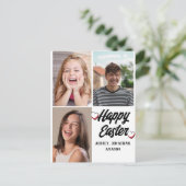 エレガントモダンイースター、家族3枚の写真コラージュ シーズンポストカード (スタンド正面)