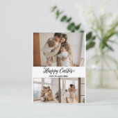 エレガントモダンイースター、家族3枚の写真コラージュ シーズンポストカード (スタンド正面)