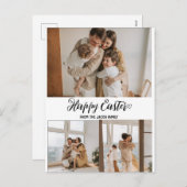 エレガントモダンイースター、家族3枚の写真コラージュ シーズンポストカード (正面/裏面)