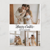 エレガントモダンイースター、家族3枚の写真コラージュ シーズンポストカード (正面)