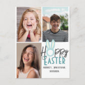 エレガントモダンイースター、家族3枚の写真コラージュ シーズンポストカード (正面)