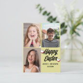 エレガントモダンイースター、家族3枚の写真コラージュ シーズンポストカード (スタンド正面)