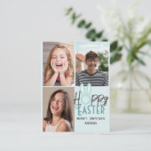 エレガントモダンイースター、家族3枚の写真コラージュ ポストカード (スタンド正面)