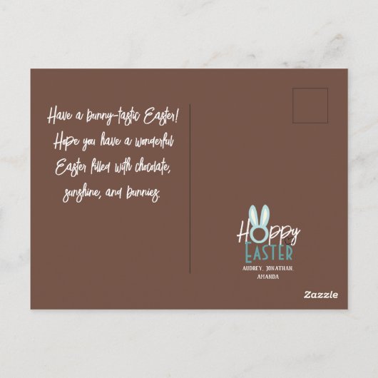 エレガントモダンイースター、家族3枚の写真コラージュ ポストカード (裏面)