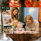 エレガントモダンイースター、家族4つの写真コラージュ シーズンカード