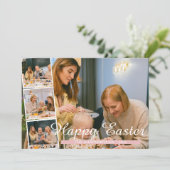 エレガントモダンイースター、家族4つの写真コラージュ シーズンカード (スタンド正面)