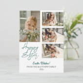 エレガントモダンイースター、家族4枚の写真コラージュ シーズンカード (スタンド正面)