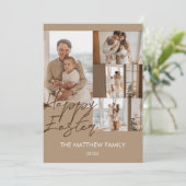 エレガントモダンイースター、家族4枚の写真コラージュ シーズンカード (スタンド正面)