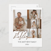 エレガントモダンイースター、家族4枚の写真コラージュ シーズンポストカード (正面/裏面)