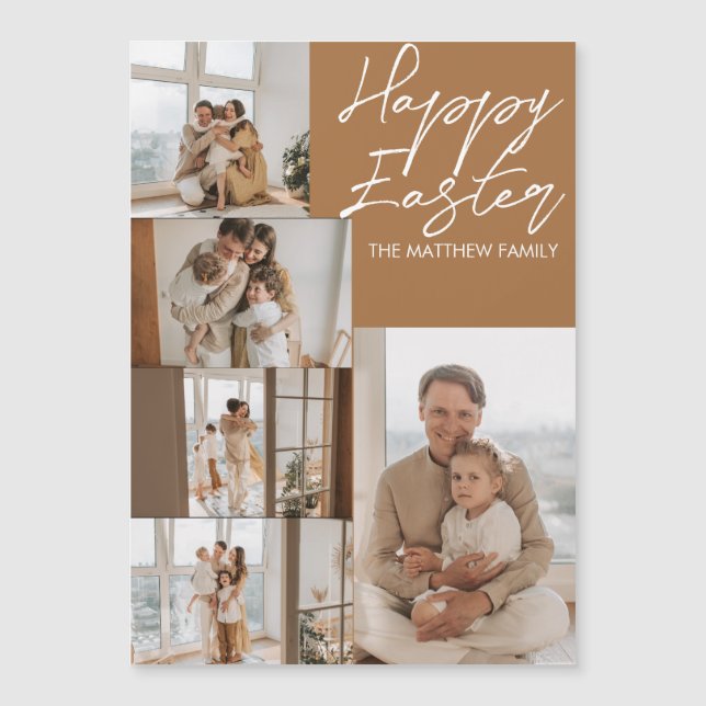 エレガントモダンイースター、家族5枚の写真コラージュ (正面)