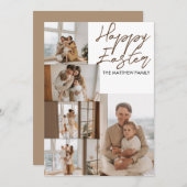 エレガントモダンイースター、家族5枚の写真コラージュ シーズンカード (正面/裏面)