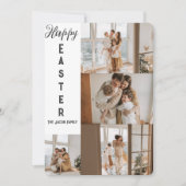 エレガントモダンイースター、家族5枚の写真コラージュ シーズンカード (正面)