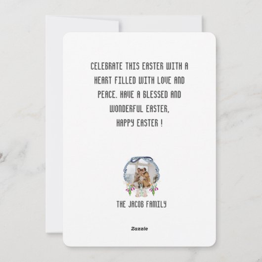 エレガントモダンイースター、家族5枚の写真コラージュ シーズンカード (裏面)