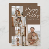 エレガントモダンイースター、家族5枚の写真コラージュ シーズンカード (正面/裏面)