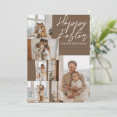 エレガントモダンイースター、家族5枚の写真コラージュ シーズンカード (スタンド正面)