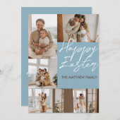 エレガントモダンイースター、家族5枚の写真コラージュ シーズンカード (正面/裏面)