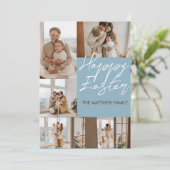エレガントモダンイースター、家族5枚の写真コラージュ シーズンカード (スタンド正面)