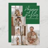 エレガントモダンイースター、家族5枚の写真コラージュ シーズンカード (正面/裏面)