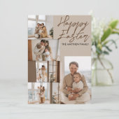 エレガントモダンイースター、家族5枚の写真コラージュ シーズンカード (スタンド正面)