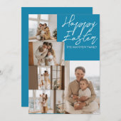 エレガントモダンイースター、家族5枚の写真コラージュ シーズンカード (正面/裏面)