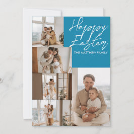 エレガントモダンイースター、家族5枚の写真コラージュ シーズンカード
