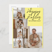 エレガントモダンイースター、家族5枚の写真コラージュ シーズンポストカード (正面/裏面)